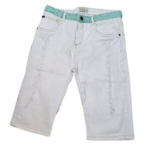 Zara Boys White Denim Shorts Teal
